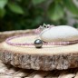 Halskette aus Rosenquarz und hellgrauer Tahiti-Perle Halskette aus Rosenquarz und hellgrauer Tahiti-Perle