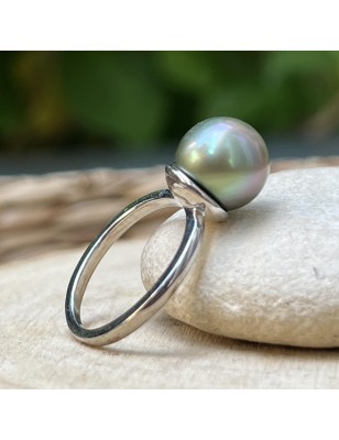 Silver Ring and "Blue Pacific Sunset" Tahitian Cultured Pearl