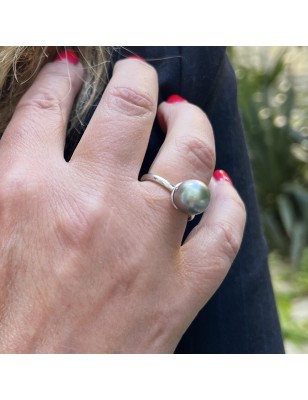 Tahitian Pearl Blue Pacific Sunset Sterling Silver Ring