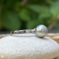 Bague Argent Rhodié et Perle de Tahiti Grise - Taille 56 Bague Argent Rhodié et Perle de Tahiti Grise - Taille 56