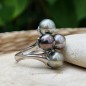 Harmonie - Bague Argent Rhodié 4 Perles de Tahiti