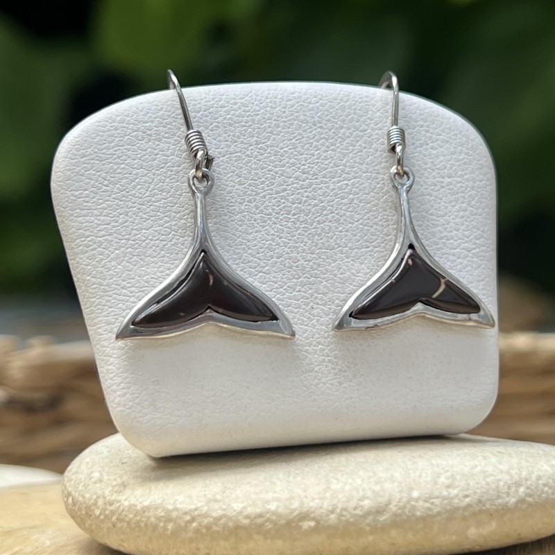 Pendientes de Plata Rodinada Raya Manta Coprah