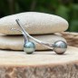 Pendentif Argent et Perles de Tahiti Bleue et Bleu Violine Pendentif Argent et Perles de Tahiti Bleue et Bleu Violine