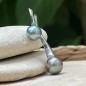 Pendentif Argent et Perles de Tahiti Bleue et Bleu Violine Pendentif Argent et Perles de Tahiti Bleue et Bleu Violine