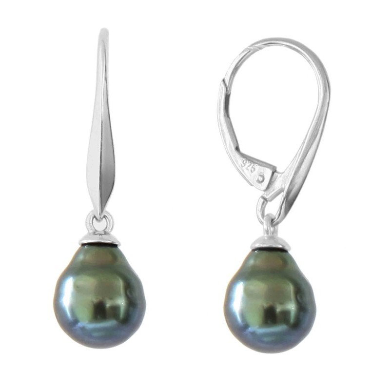 Серьги из серебра 925 пробы с таитянским жемчугом