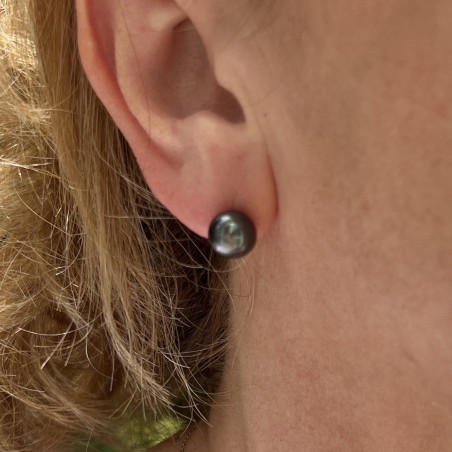 Pfauenförmige Tahiti-Perlenohrringe – 8,51 mm