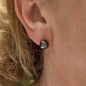 Boucles d'Oreilles Argent Rhodié et Perles de Tahiti de 8.51mm