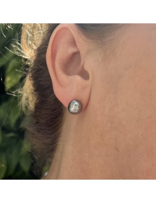 Tahiti pearl ear studs price - earrings with cultured tahitian pearls