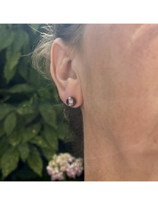 Metetini - Clous d'Oreilles Argent Perles de Tahiti 7,64mm