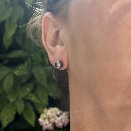 Metetini – Silberne Ohrstecker mit Tahiti-Perle, 7,64 mm