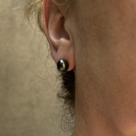 ブラックタヒチパールイヤリング - 8.75mm
