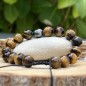 Toa Roa - Bracelet Perle de Tahiti Peacock et Oeil de Tigre