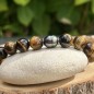 Toa Roa - Bracelet Perle de Tahiti Peacock et Oeil de Tigre
