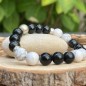 Bracelet Perle de Tahiti - Obsidiennes et Howlites