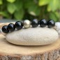 Bracelet Perle de Tahiti - Obsidiennes et Howlites