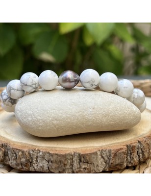 Tahitian pearl men bracelet and howlite jewel price