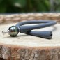 Teahupoo - Sport Bracelet with 9.77 mm Ringed Tahitian Pearl Teahupoo - Sport Bracelet with 9.77 mm Ringed Tahitian Pearl