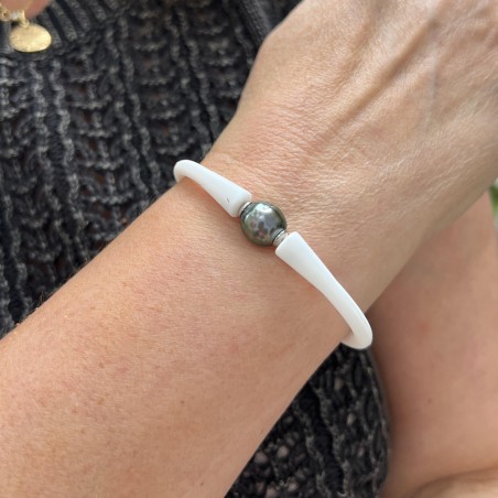 Teahupoo - Bracciale con Perla di Tahiti da 10,12 mm