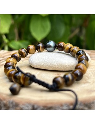 Pulsera de hombre con perla cultivada – pulsera masculina con perla de Tahití
