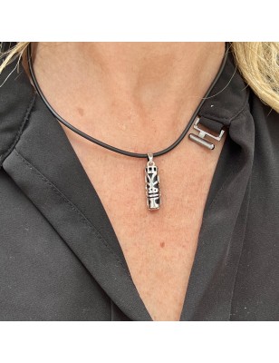 Collier Tiki Force en Acier Inoxydable et Onyx Noire