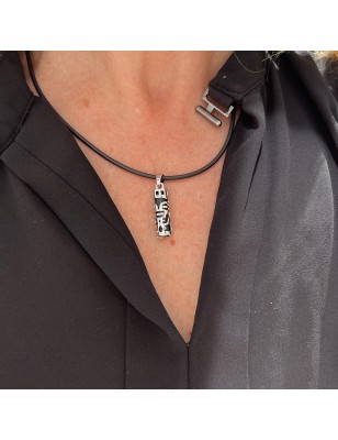 Collier Tiki amour en Acier Inoxydable et Onyx Noire