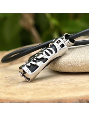 Collier Tiki amour en Acier Inoxydable et Onyx Noire