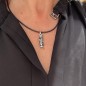 Pendentif Tiki Amour en Acier Inoxydable et Onyx Noire Pendentif Tiki Amour en Acier Inoxydable et Onyx Noire