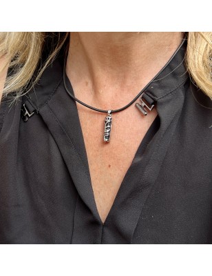 pendentif Tiki Force en Acier Inoxydable et Onyx Noire