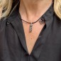 Pendentif Tiki Force en Acier Inoxydable et Onyx Noire