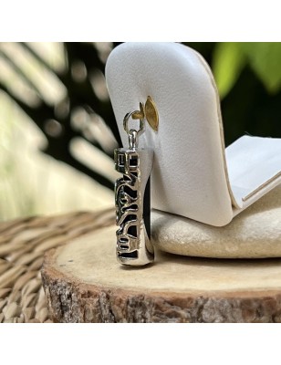 Pendentif Tiki Force en Acier Inoxydable et Onyx Noire