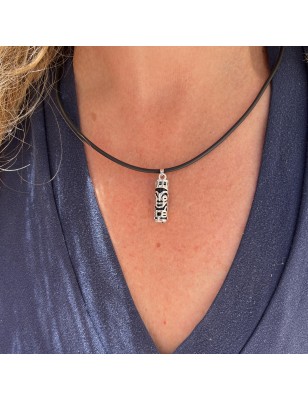 Collier Tiki Santé en Acier Inoxydable et Onyx Noire