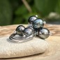Bague Argent Rhodié 7 Perles de Tahiti Peacock Bague Argent Rhodié 7 Perles de Tahiti Peacock