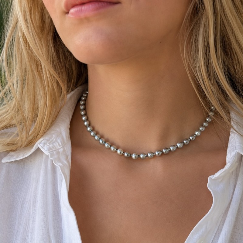 collier perles de culture de tahiti cerclées