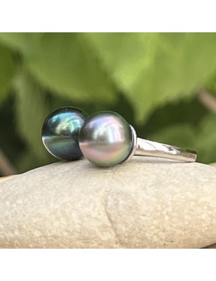 Bagues perles de culture de Tahiti - toi et moi en bague perles de Tahiti