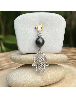 Pendentif Main de Fatma et Perle de Tahiti