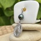 Pendentif Argent Rhodié Vierge Miraculeuse et Perle de Tahiti Pendentif Argent Rhodié Vierge Miraculeuse et Perle de Tahiti