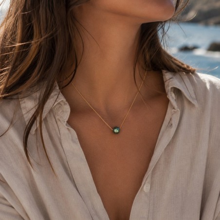 Collier Or 18 Carats Perle Peacock de Tahiti 9/10mm