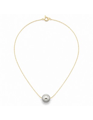Collana in Oro 18 Carati con Perla di Tahiti Grigia 11/12 mm