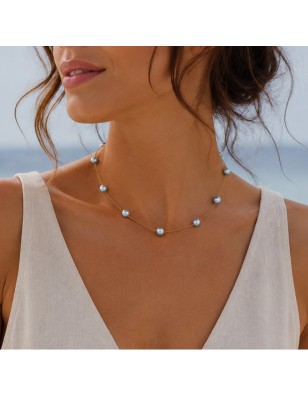 Herenui - Colllier Or 18 Carats 7 Perles Grises de Tahiti 9/10mm