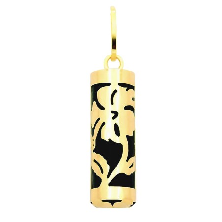 Tiki Hibiscus - Pendentif Tiki Or 18 Carats et Onyx Noir