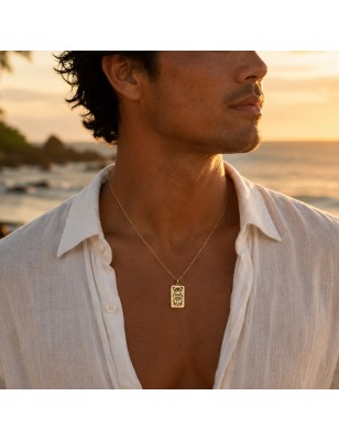 Ciondolo Tiki in Oro - Ciondolo Uomo Dog Tag in Oro