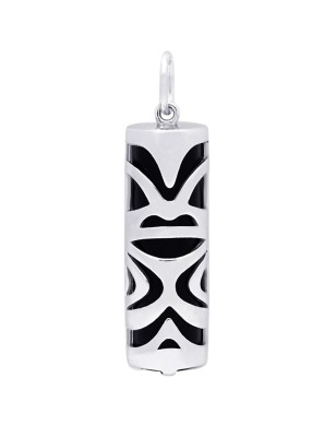 Love Tiki - Colgante Tiki de Plata de Ley Rodiada con Ónix Negro