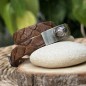 Pulsera de piel de serpiente con perla grabada