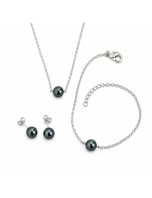 Parure Poerava – Collier, Bracelet & Boucles d'Oreilles en Perles de Tahiti
