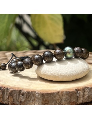 Pulsera de hombre con perla cultivada – pulsera masculina con perla de Tahití