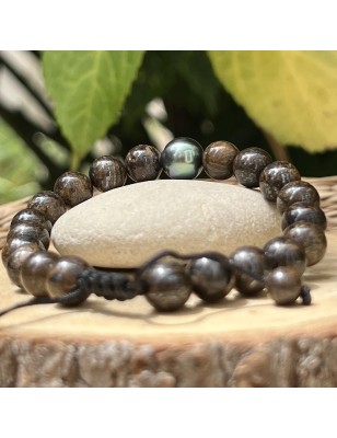 Pulsera de hombre con perla cultivada – pulsera masculina con perla de Tahití