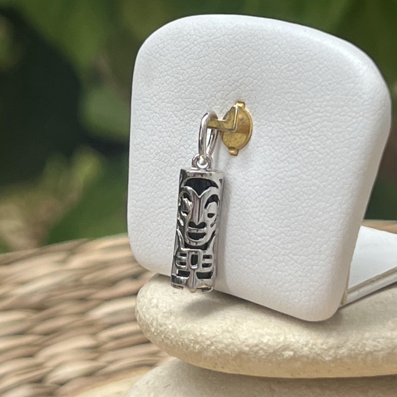 Health Tiki Pendant - Rhodium Silver - Black Agate Health Tiki Pendant - Rhodium Silver - Black Agate