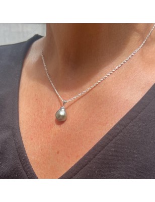 Vai Ora - Colgante de Plata Rodinada con Perla de Tahití Peacock de 11 mm