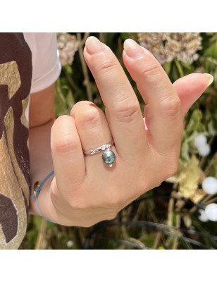 Ori - Bague Argent rhodié Perle de Tahiti Bleu Violine de 7.74mm