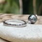 Ori - Anillo de Plata Rodiada con Perla de Tahití de 7,97 mm